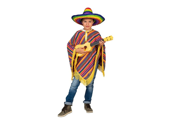 poncho enfant mexicain tequila sunrise taille unique