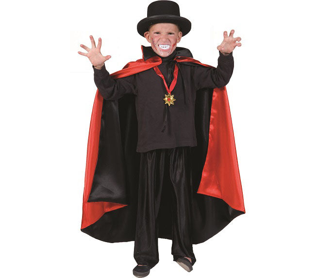 cape réversible en nylon rouge et noire enfant taille 116cm