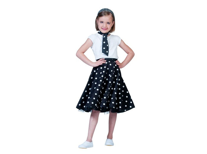 jupe et foulard enfant noir et pois blanc