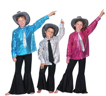 chemise disco à sequins argent enfant taille 164cm