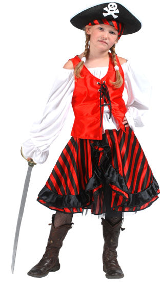 déguisement de pirate rouge & noir fille taille 128cm