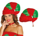 bonnet de lutin velours synthétique rouge vert avec grelot adult