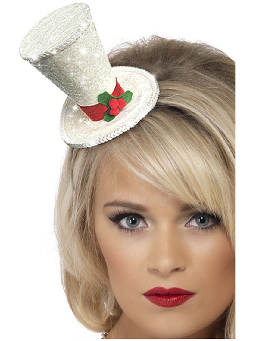 Diadème en chapeau de Noël blanc