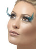 Cils avec des plumes de couleur turquoise