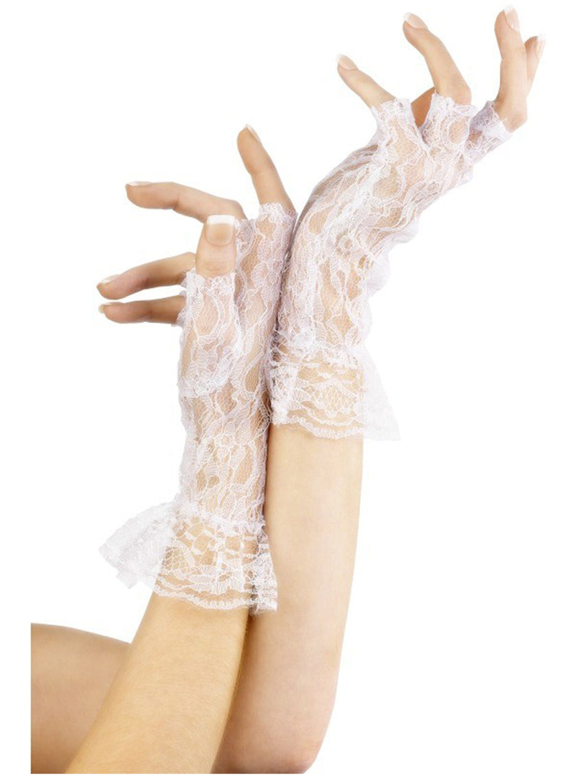 Gants blanc de dentelle sans doigt