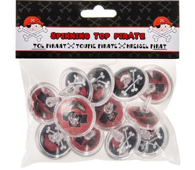 lot de 12 toupies motifs pirate mix 4cm