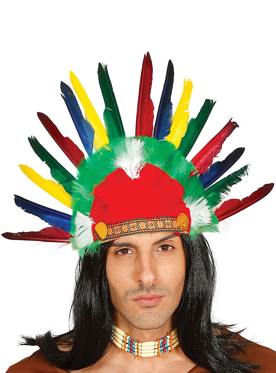 Coiffe indienne avec des plumes