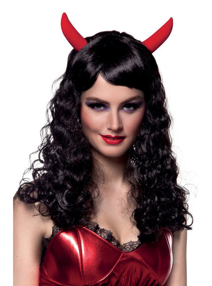 Perruque brune de diable femme