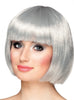 Perruque argent frange femme