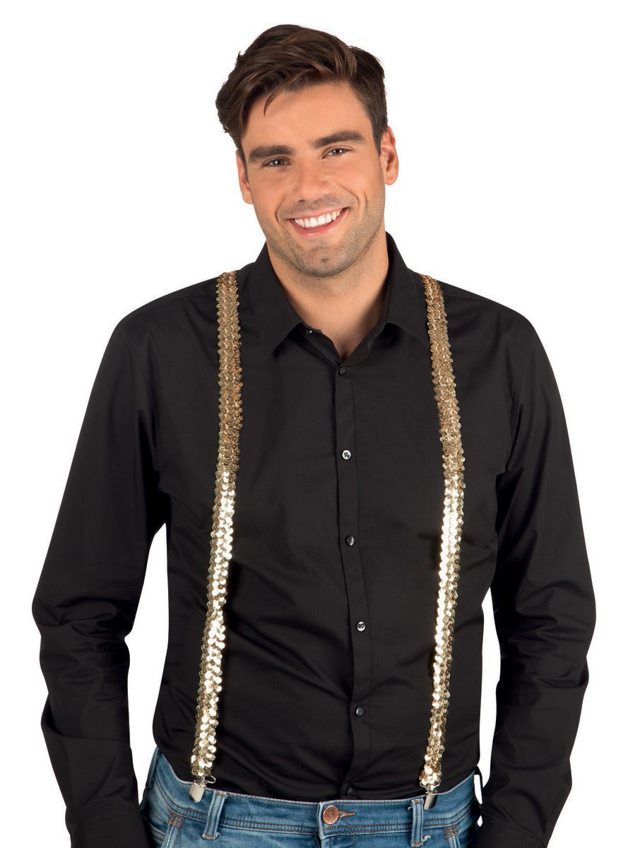 Bretelles paillettes dorées adulte