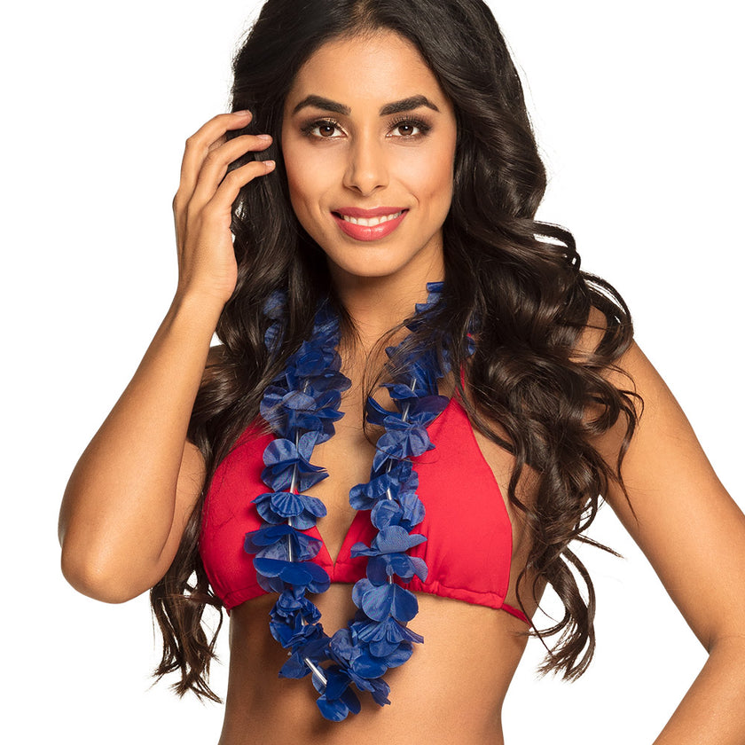 Collier hawaïen bleu adulte