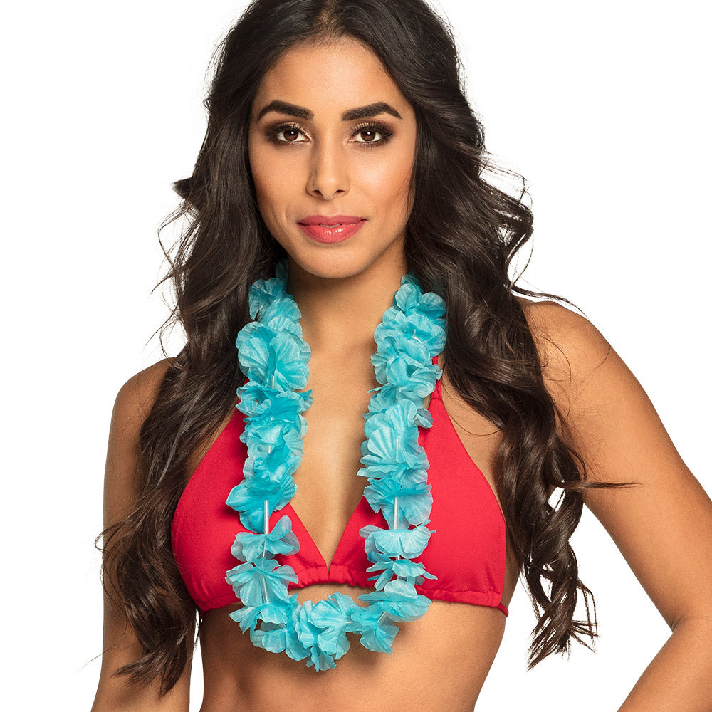 Collier Hawaï turquoise adulte