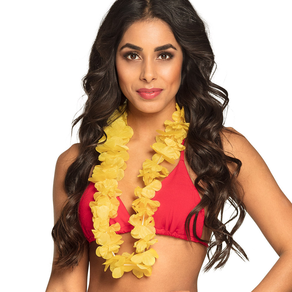 Collier hawaïen jaune adulte