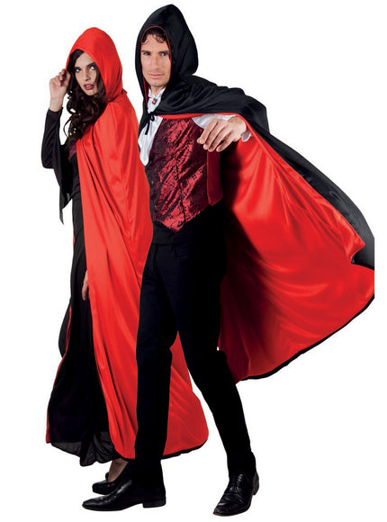 Cape comte Dracula réversible à capuche adulte