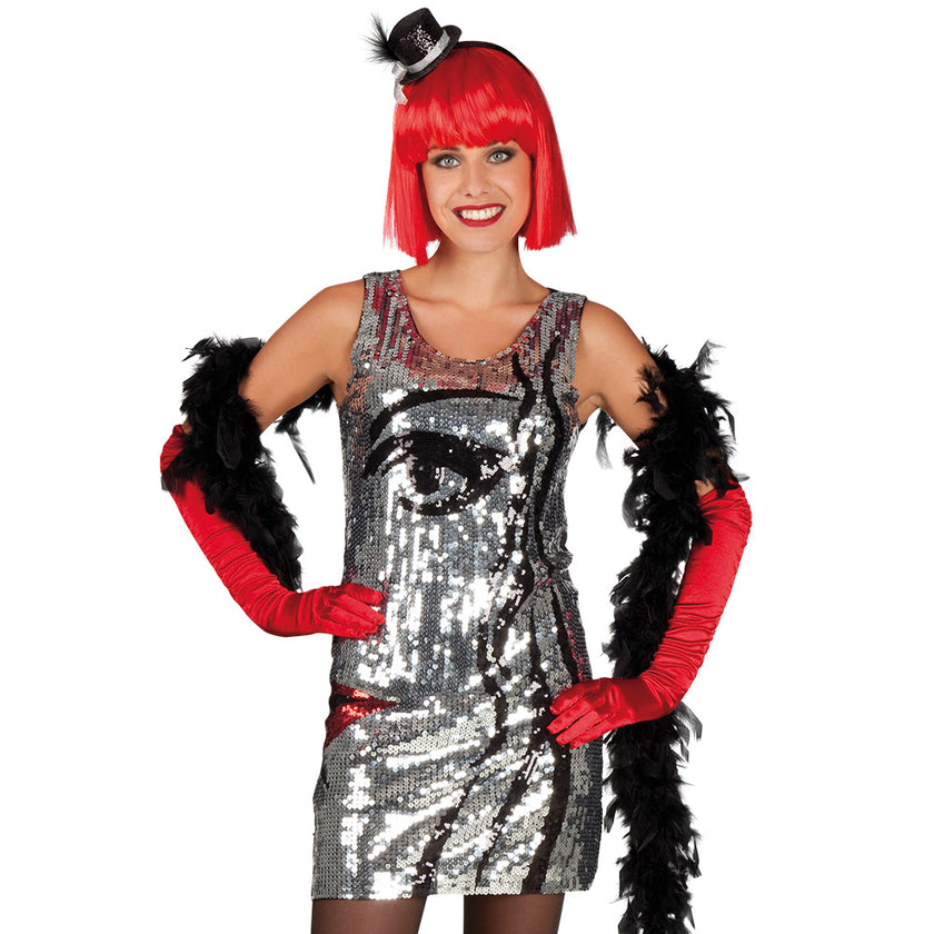 Robe argenté avec visage femme