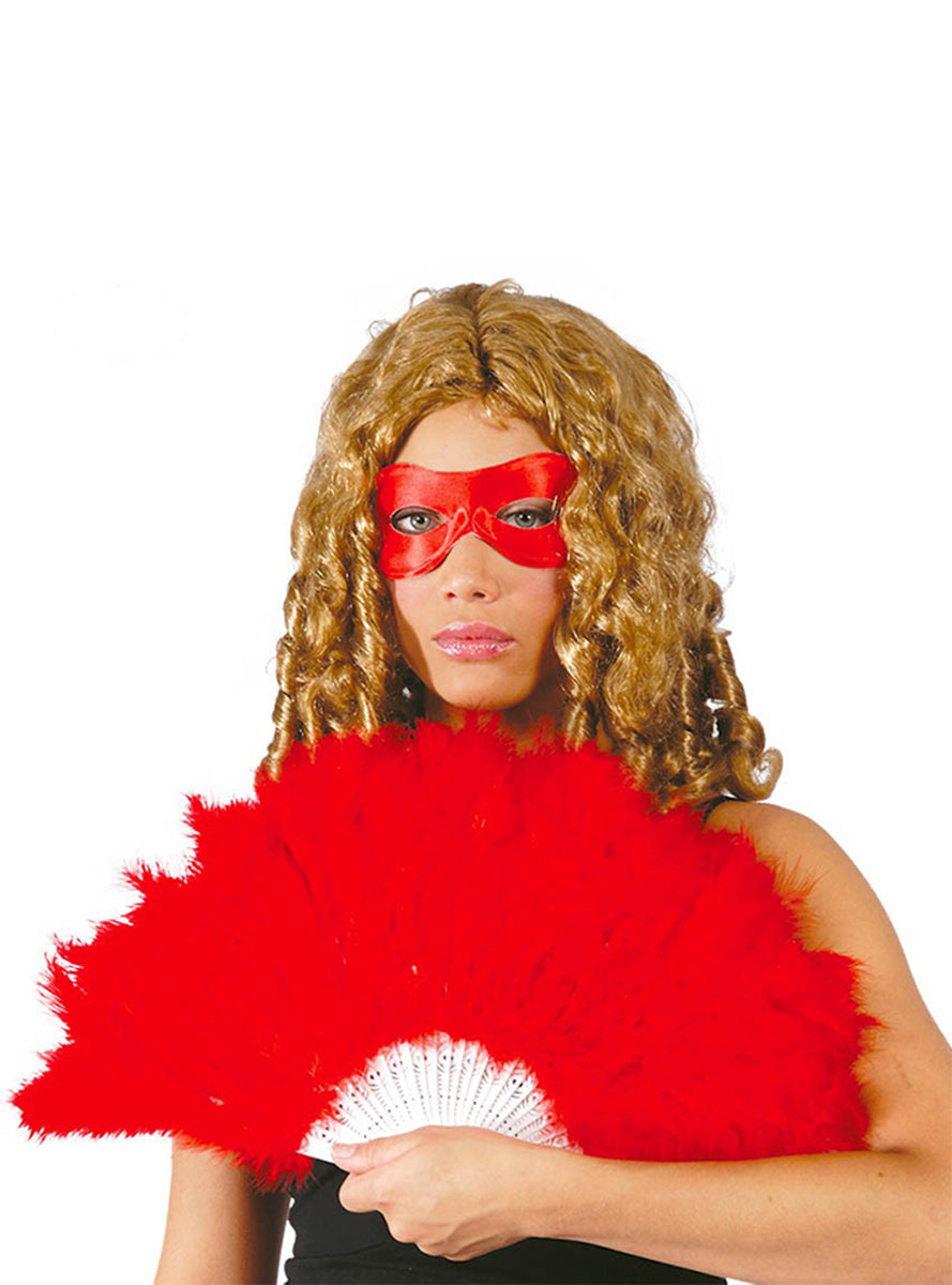 Éventail à plumes rouges