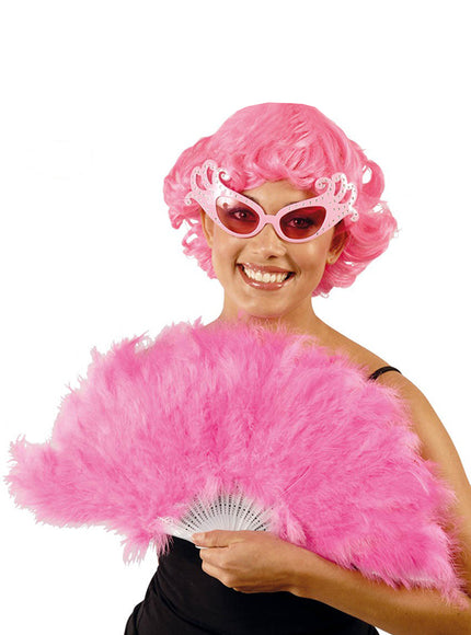 Éventail à plumes roses