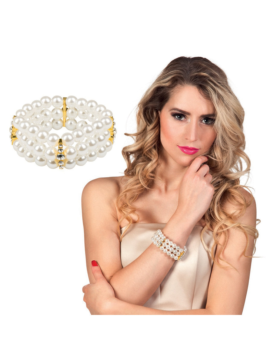 Bracelet perles blanches femme