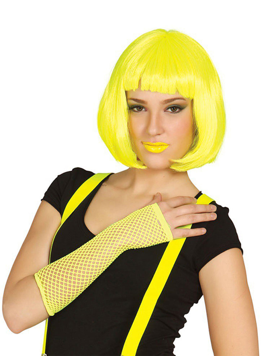 Gant en résille jaune fluo