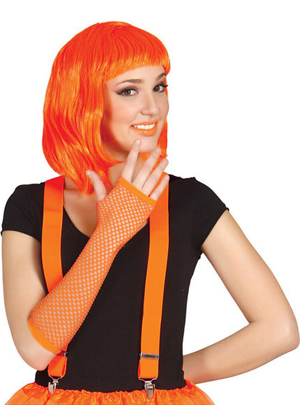 Gant en résille orange fluo