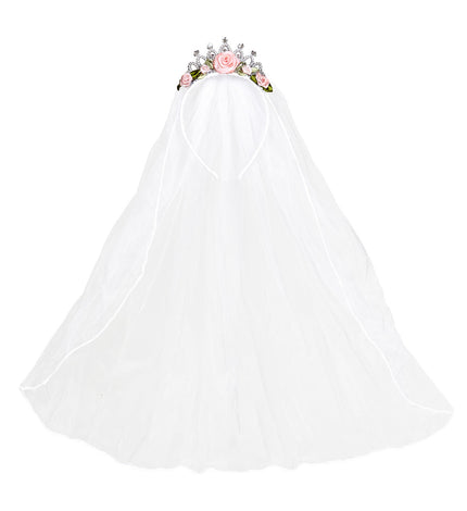Voile mariée avec couronne et fleurs femme