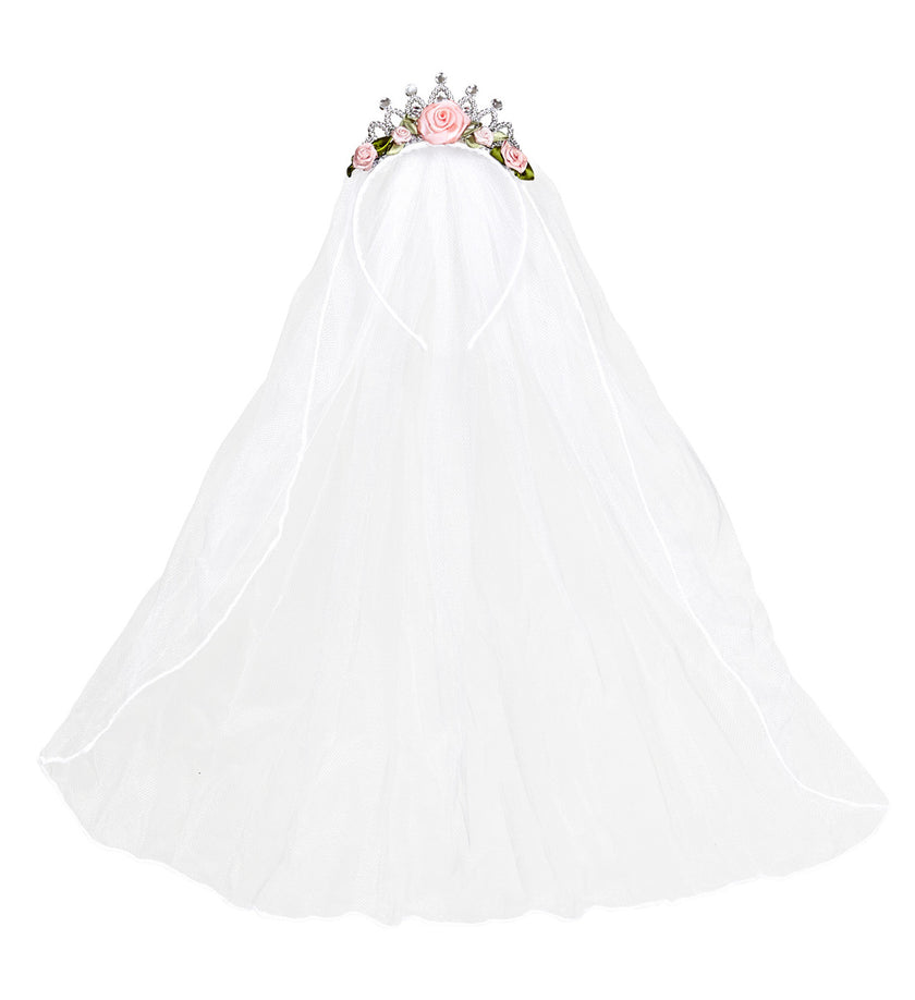 Voile mariée avec couronne et fleurs femme