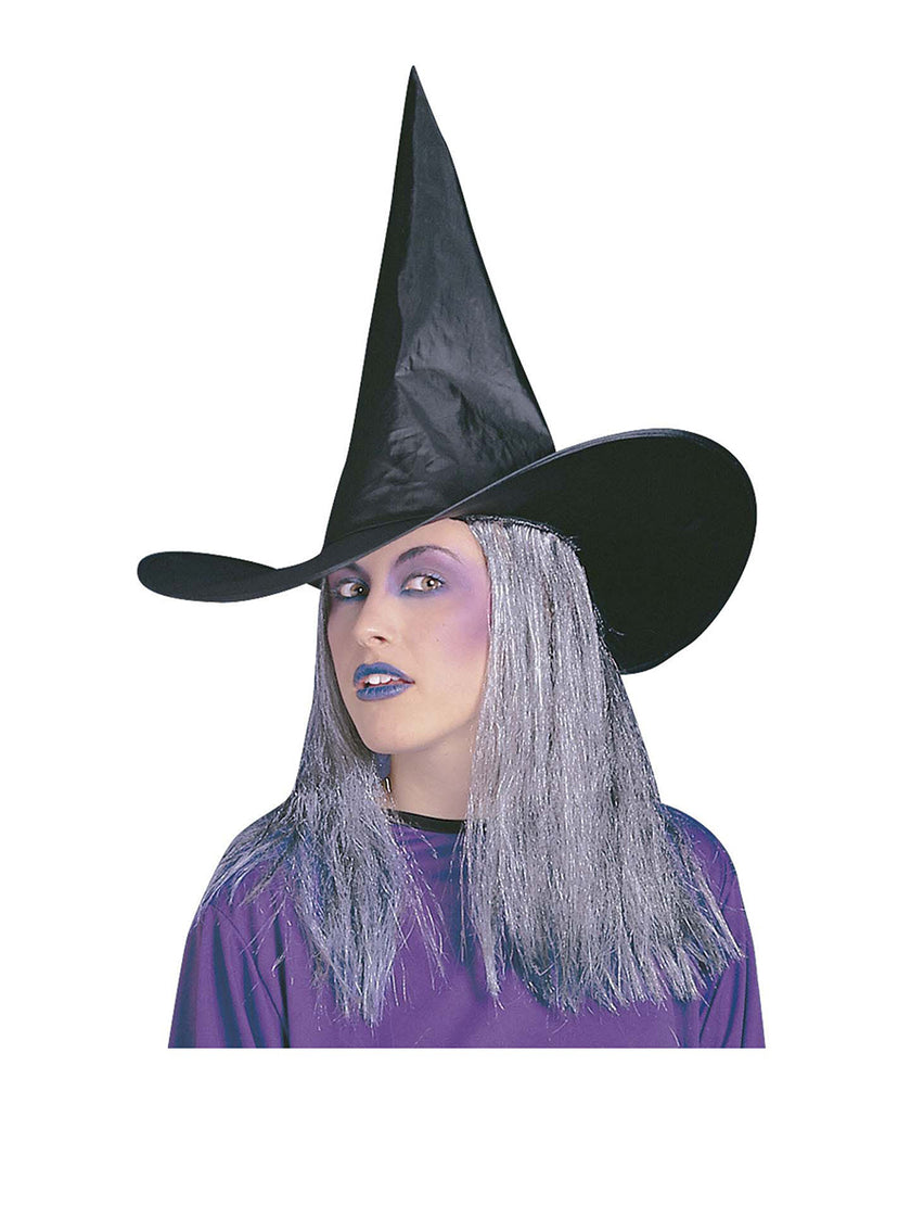Chapeau de sorcière à cheveux gris