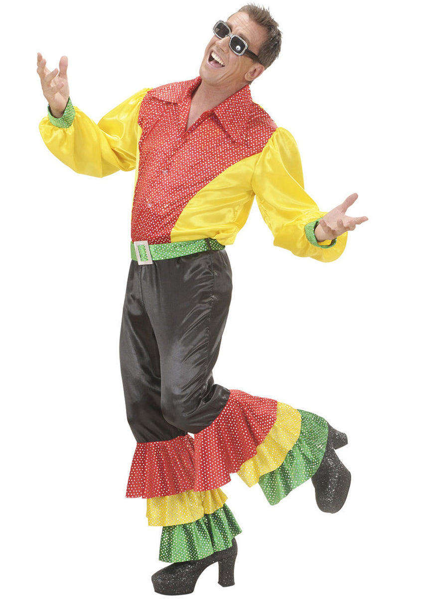 Pantalon noir danseur de rumba à paillettes homme grande taille