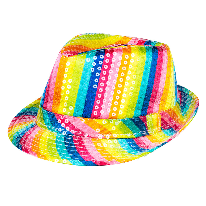Chapeau arc-en-ciel paillettes adulte