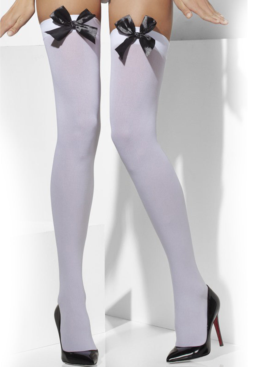 Bas blanc nœud noir