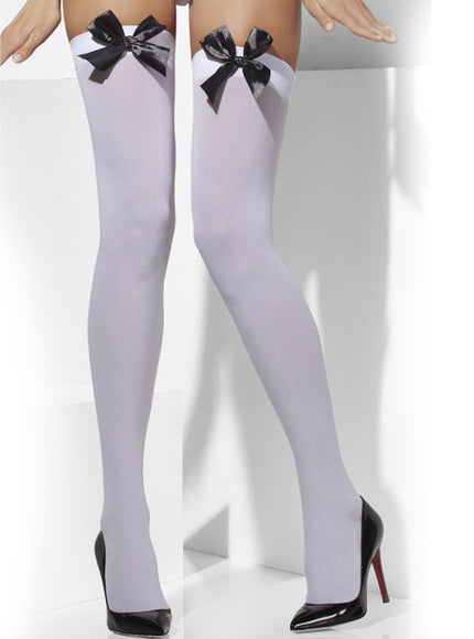 Bas blanc nœud noir