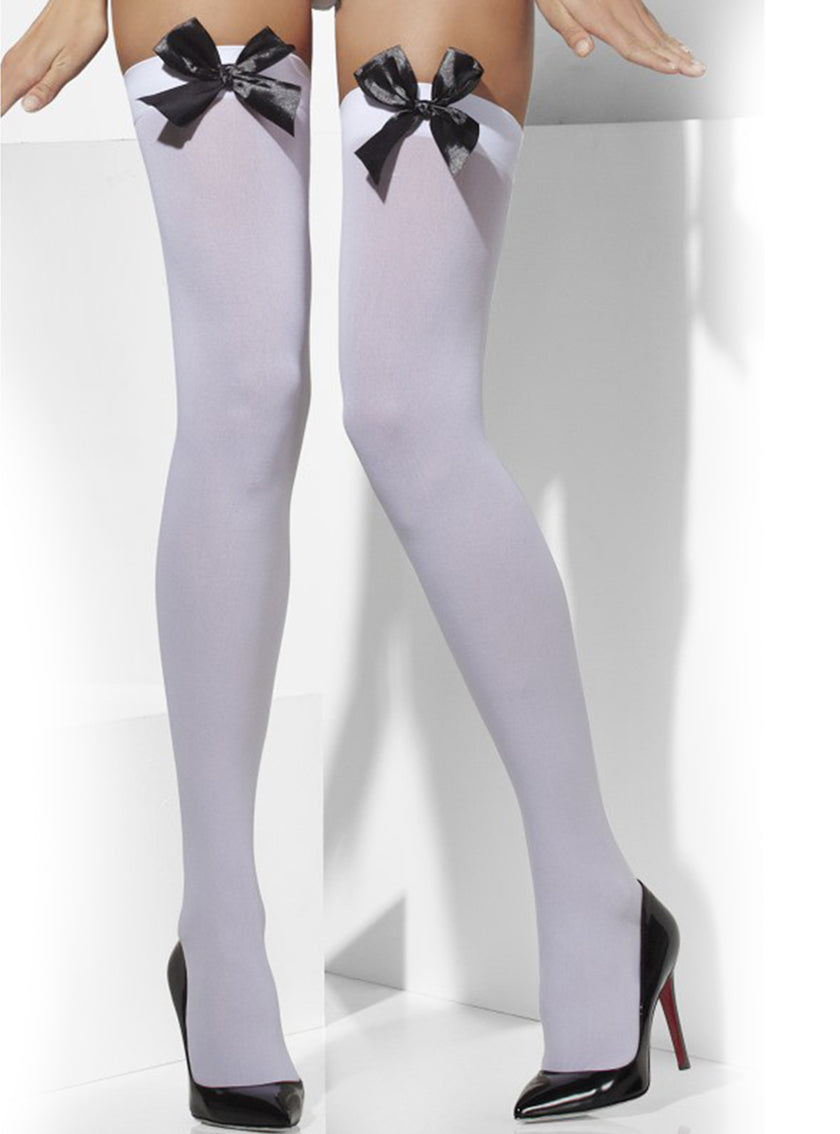 Bas blanc nœud noir