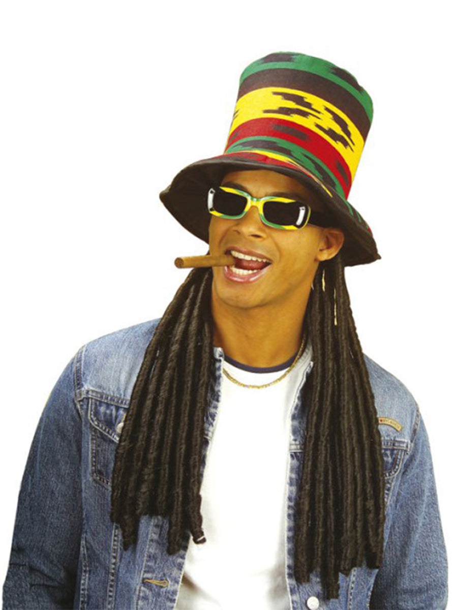 Chapeau haut de forma rastafaris avec dreadlocks