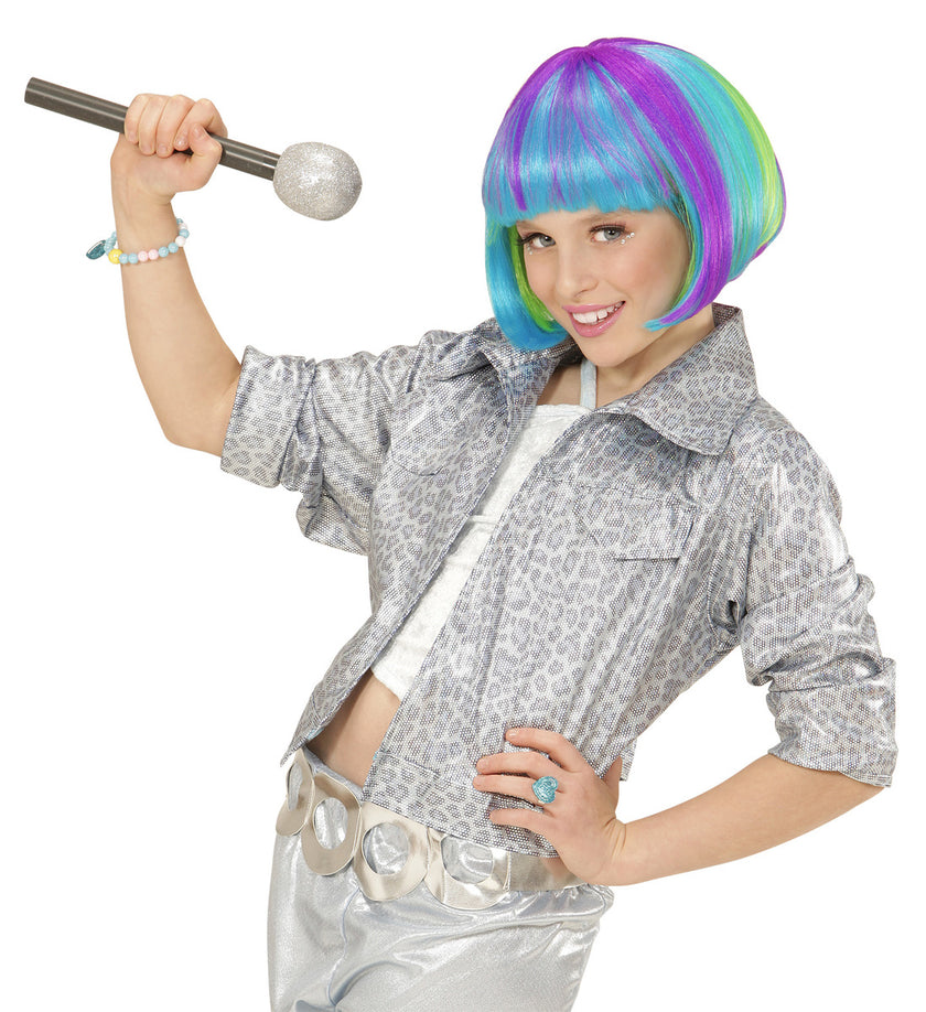 Perruque multicolore carré court fille