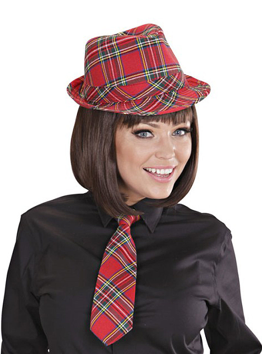 Chapeau écossais tartan rouge
