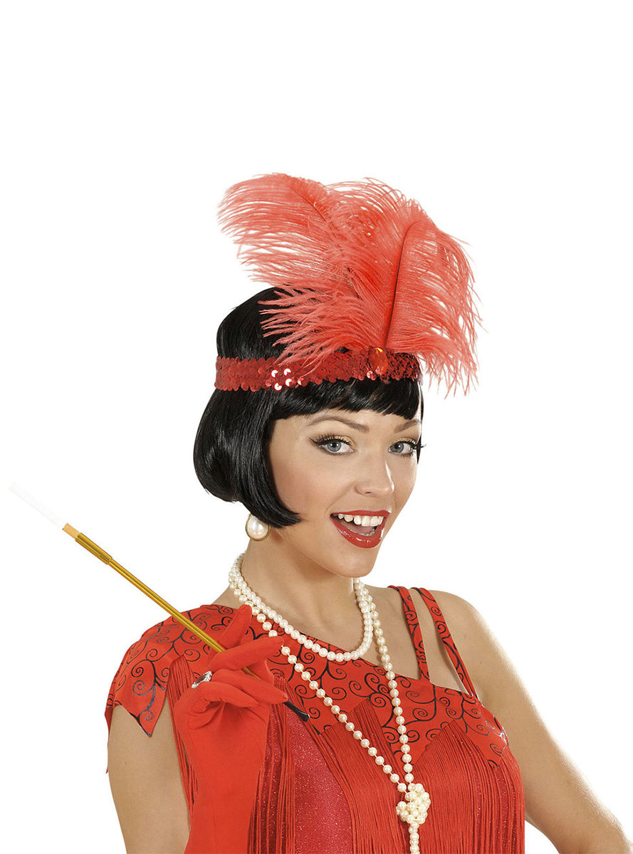 Bandeau cheveux années 20 rouge femme