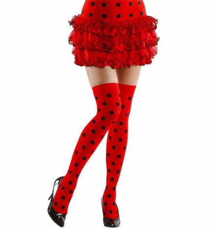 Bas rouges pois noirs