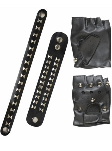 Gants et bracelets motards avec pics