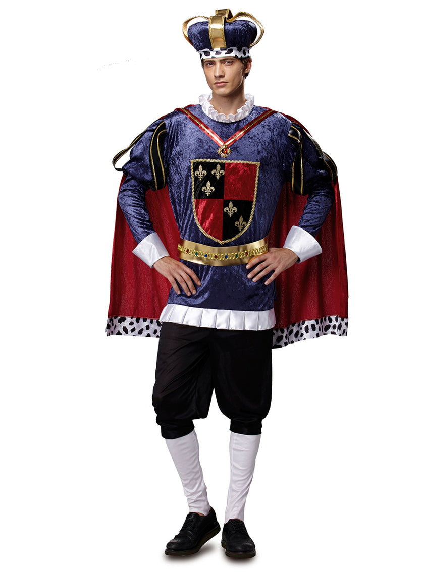 Déguisement roi médiéval bleu homme
