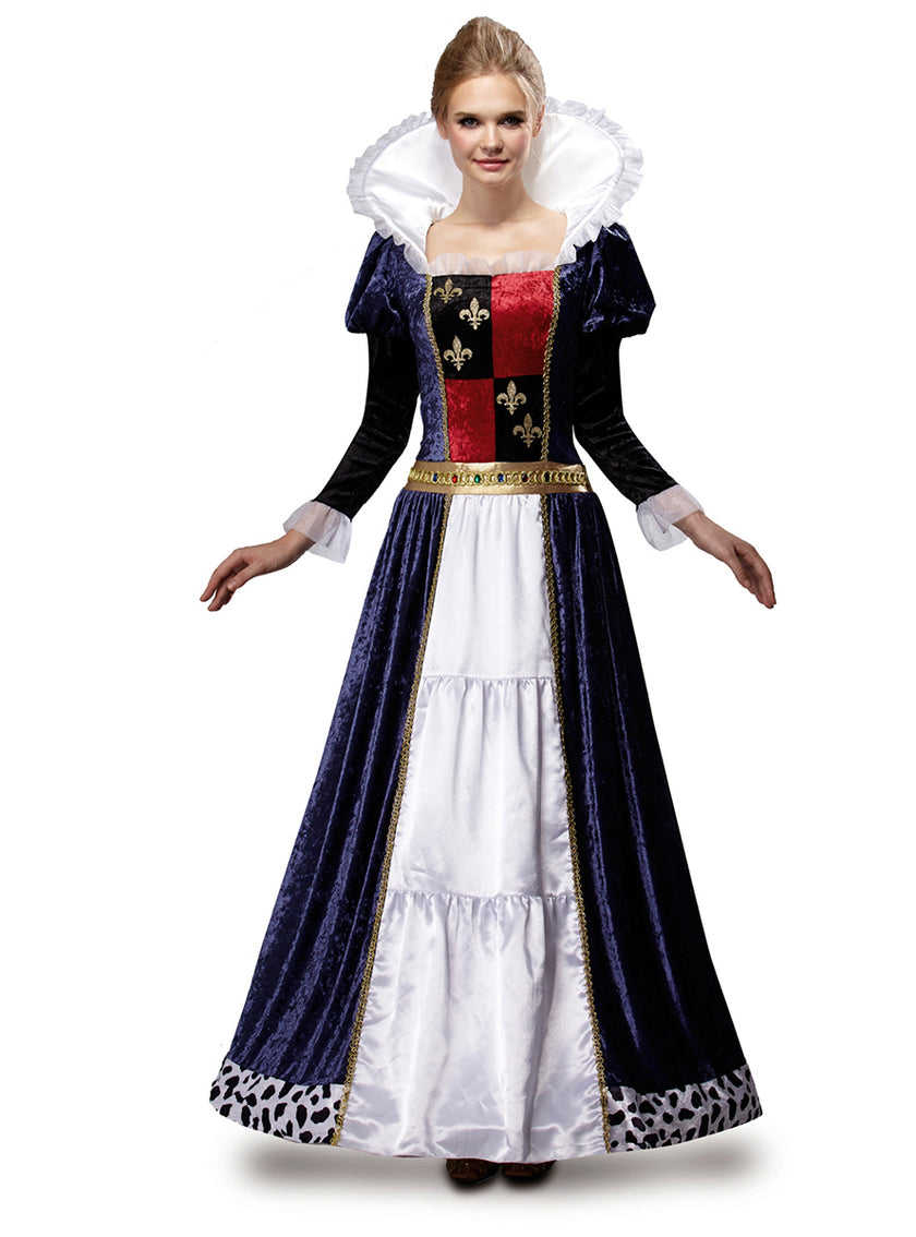 Déguisement reine médiévale bleu femme