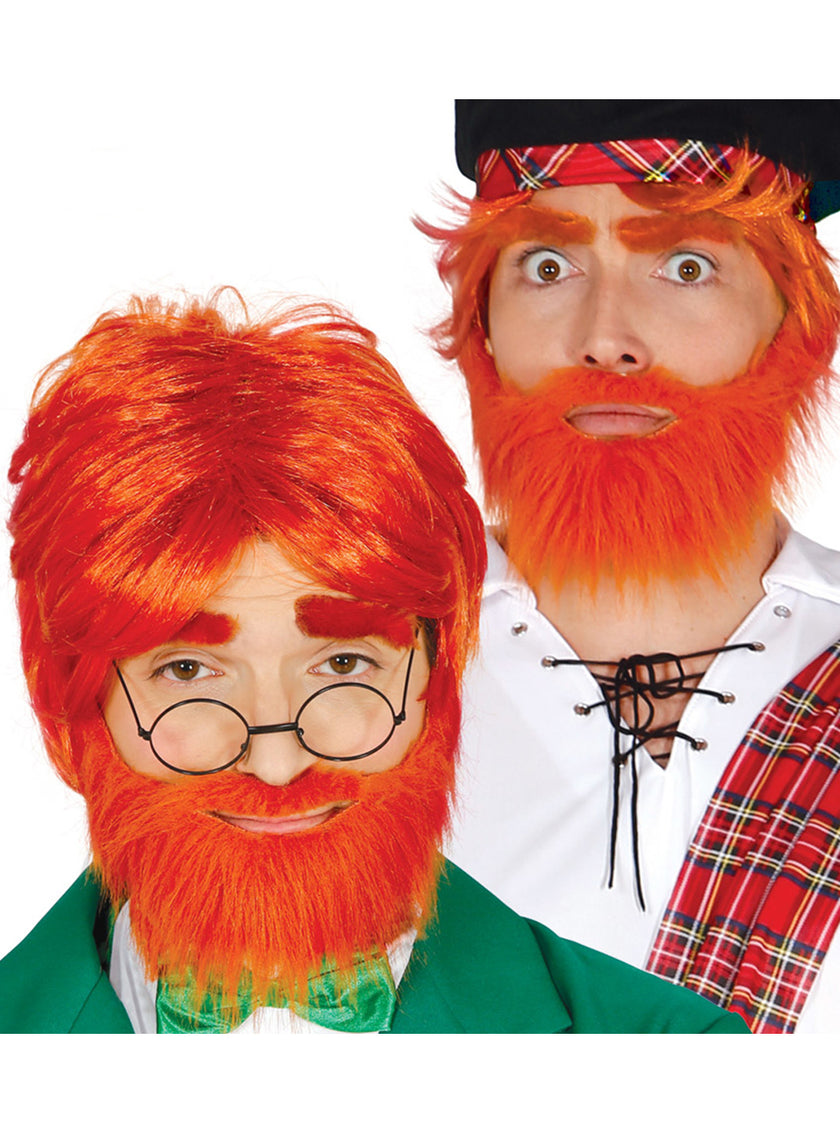 Perruque et barbe rousse homme
