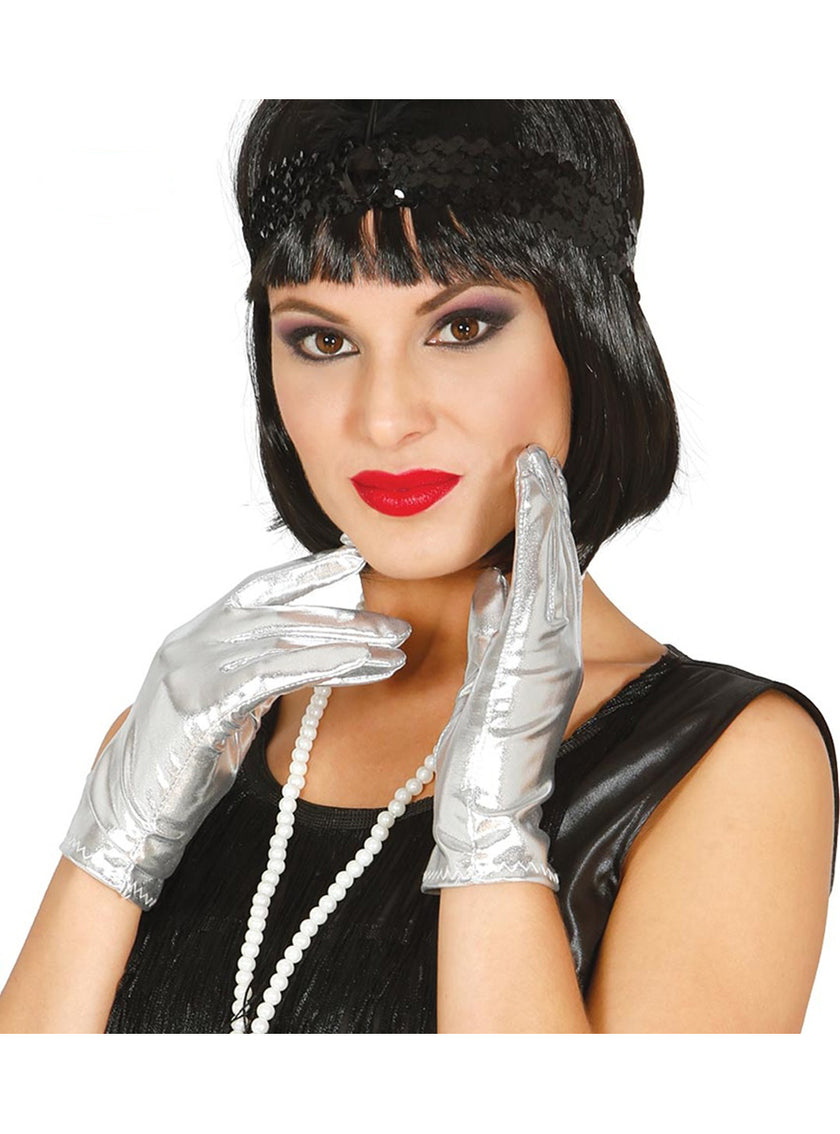 Gants courts argent adulte