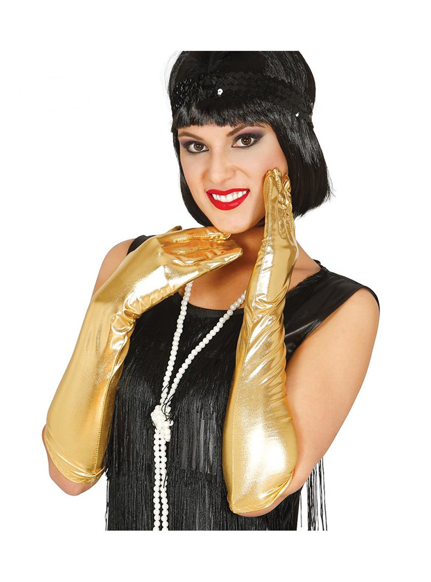 Gants longs dorés adulte