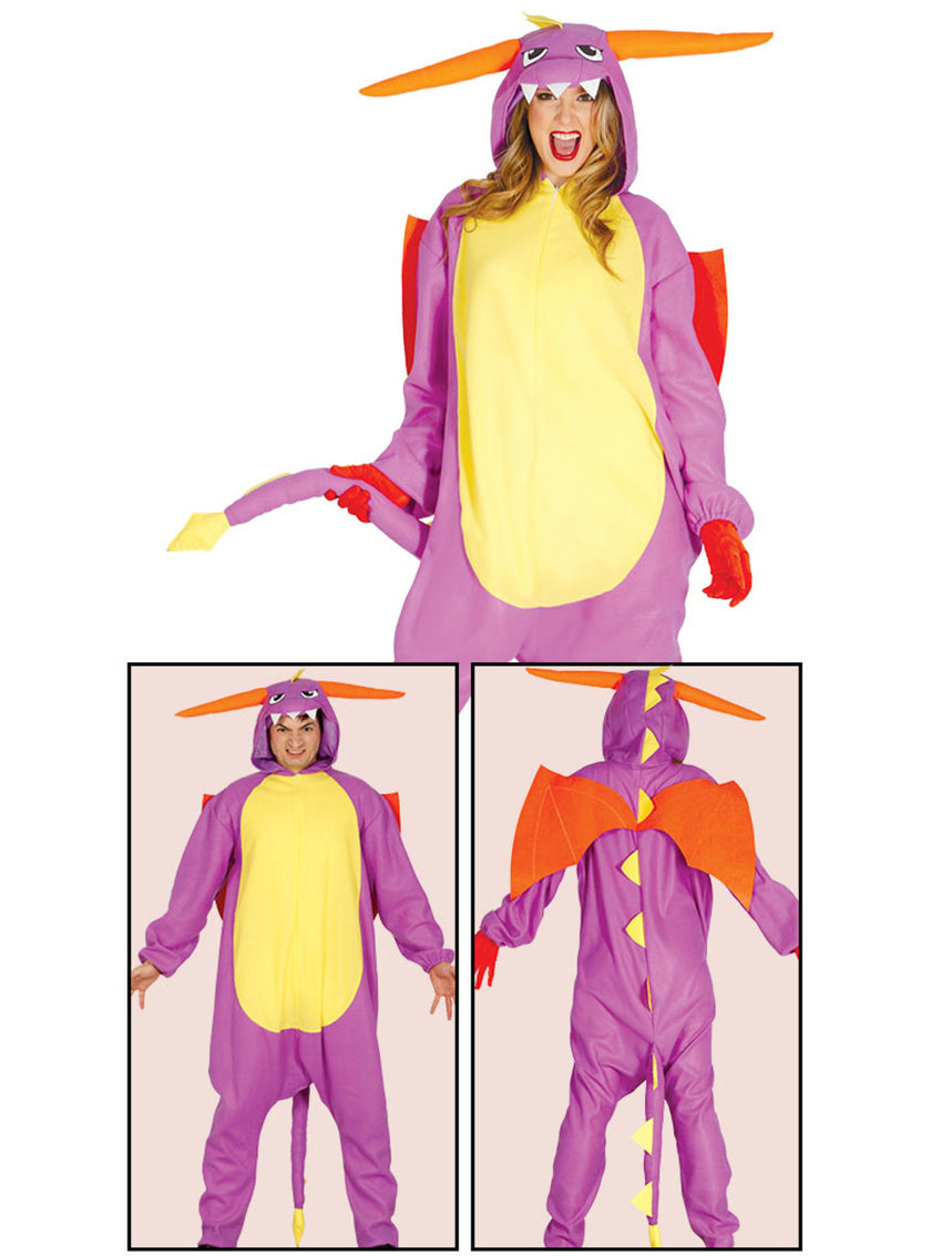 Déguisement dragon violet onesie adulte