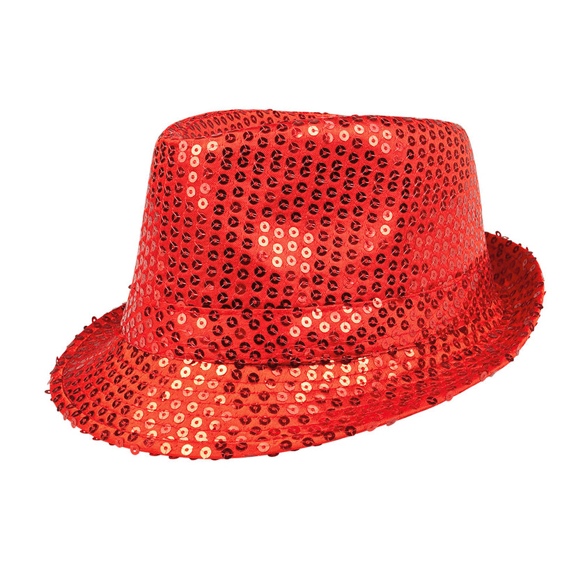 Chapeau rouge paillettes adulte