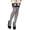 Collants rayures blanches et noires tête de mort femme