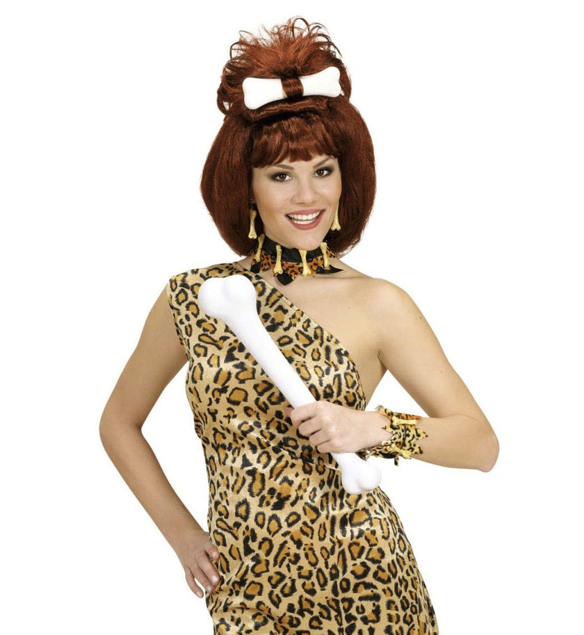 Bracelet os et fourrure léopard adulte