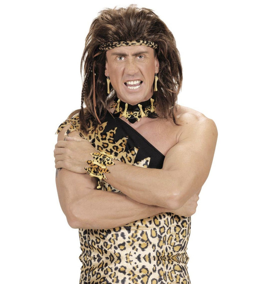 Bracelet os et fourrure léopard adulte