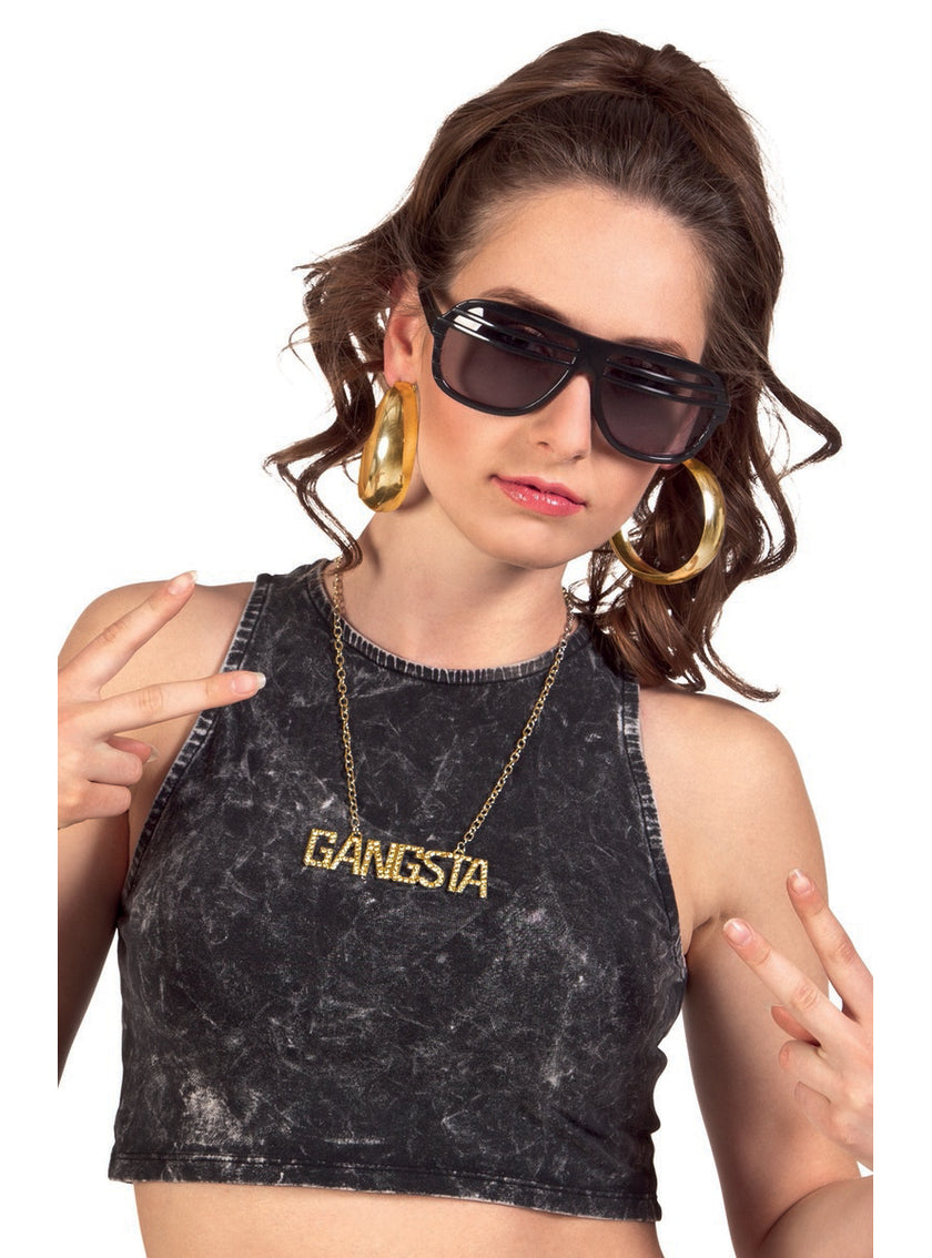 Collier rappeur doré femme