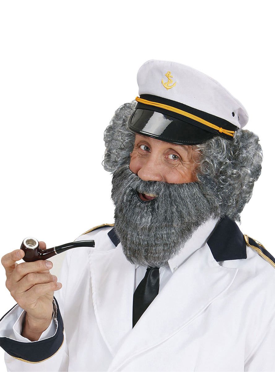 Barbe et moustache grise de marin